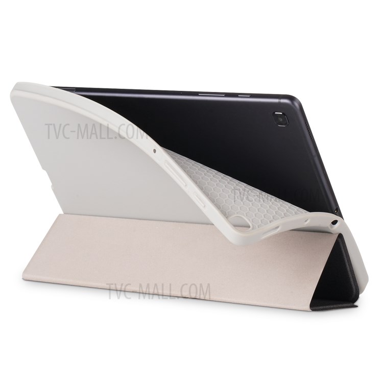 Textura De Pano De Dobraduras De Couro Estande Shell Inteligente Com Slot Caneta Para Samsung Galaxy Tab S6 Lite 10,4 P610 - Preto-8
