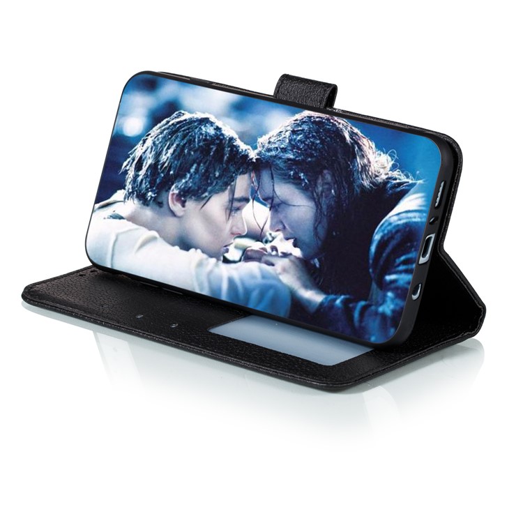 Pena Imprint Pele Lichia Estojo De Couro Carteira Para A21s Samsung Galaxy - Preto-7