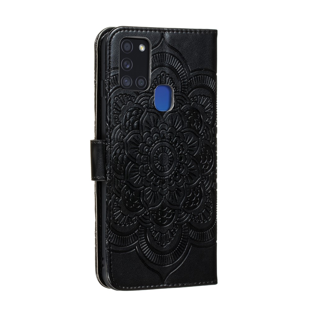 Shell Couro Marca Mandala Flor Para A21s Samsung Galaxy - Preto-4