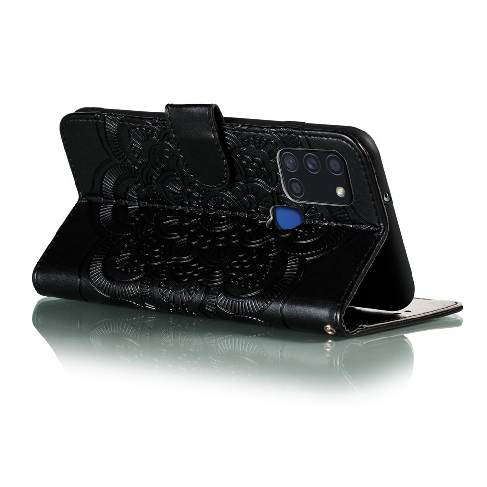 Shell Couro Marca Mandala Flor Para A21s Samsung Galaxy - Preto-6