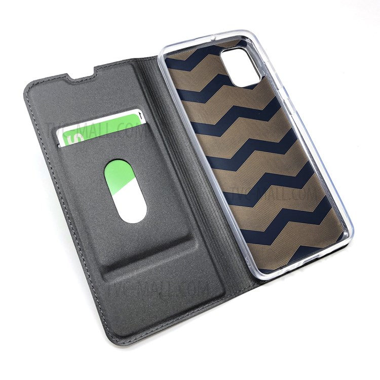 Couverture En Cuir Chiquenaude Absorbé Automatiquement Avec Porte-cartes Pour Samsung Galaxy A31 - Noir-5