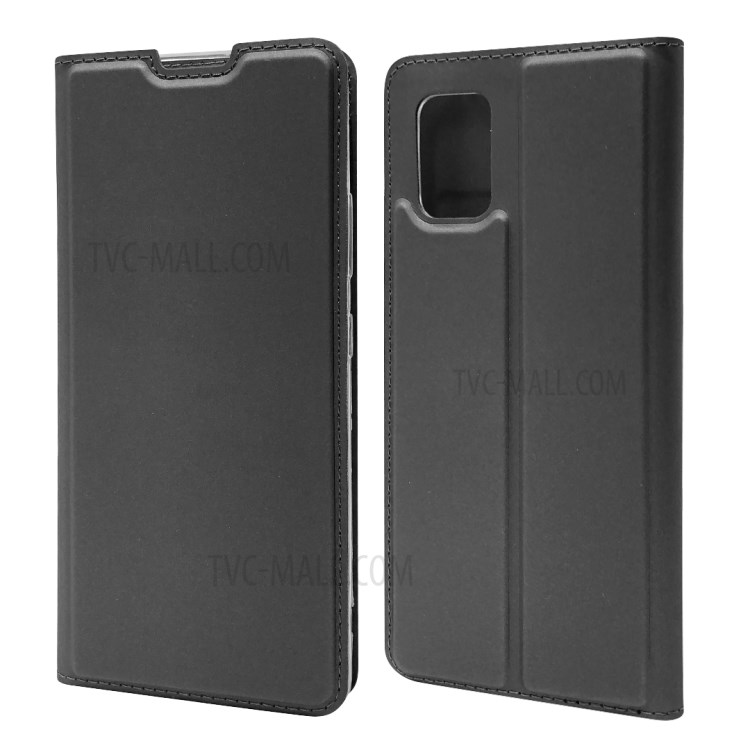 Téléphone Cellulaire En Cuir Absorbé Auto Cas Pour Samsung Galaxy A51 5G SM-A516 - Noir-2