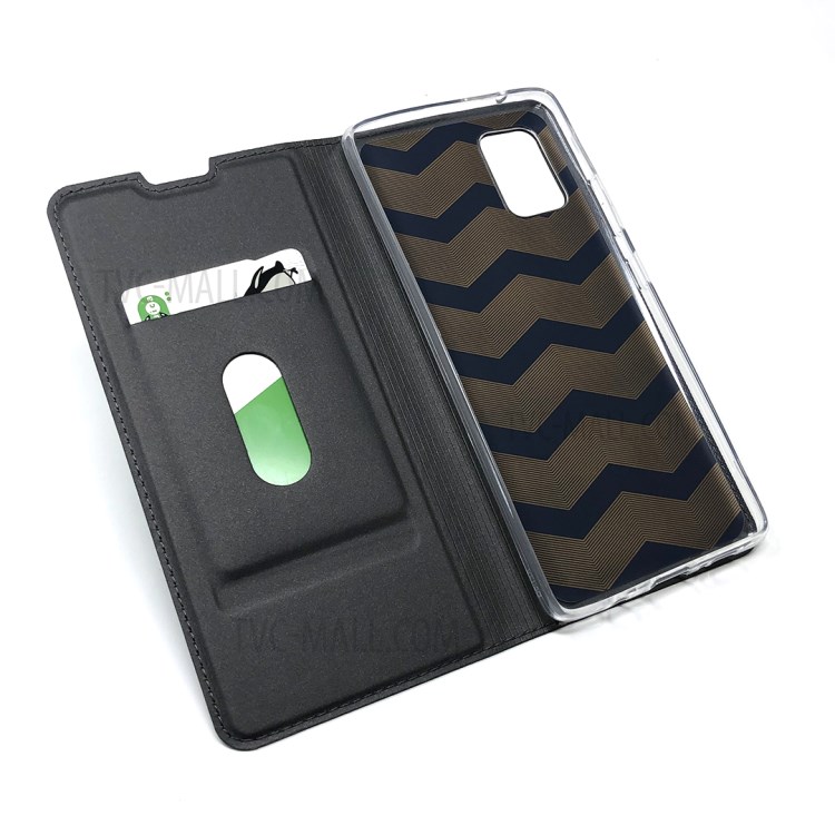 Téléphone Cellulaire En Cuir Absorbé Auto Cas Pour Samsung Galaxy A51 5G SM-A516 - Noir-5