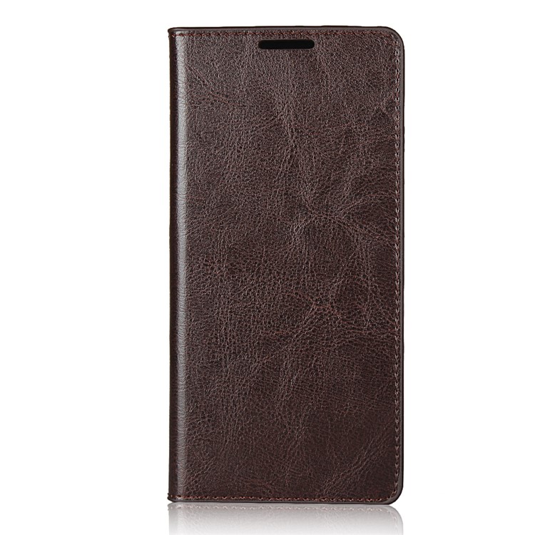Crazy Horse Skin Genuine Leather Cover for Samsung Galaxy A51 5G SM-A516 - Coffee-2