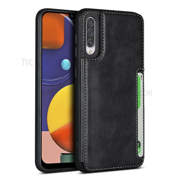 PU De Couro + Caso TPU Com Slots De Cartão E Shell Alça De Mão Para Samsung Galaxy A50 / A50s / A30s - Preto-1