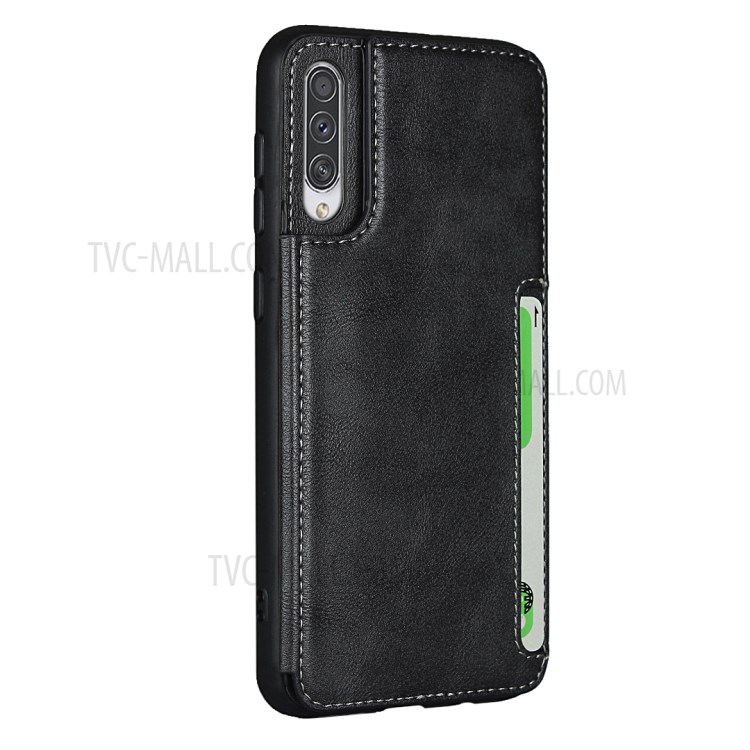 PU De Couro + Caso TPU Com Slots De Cartão E Shell Alça De Mão Para Samsung Galaxy A50 / A50s / A30s - Preto-3