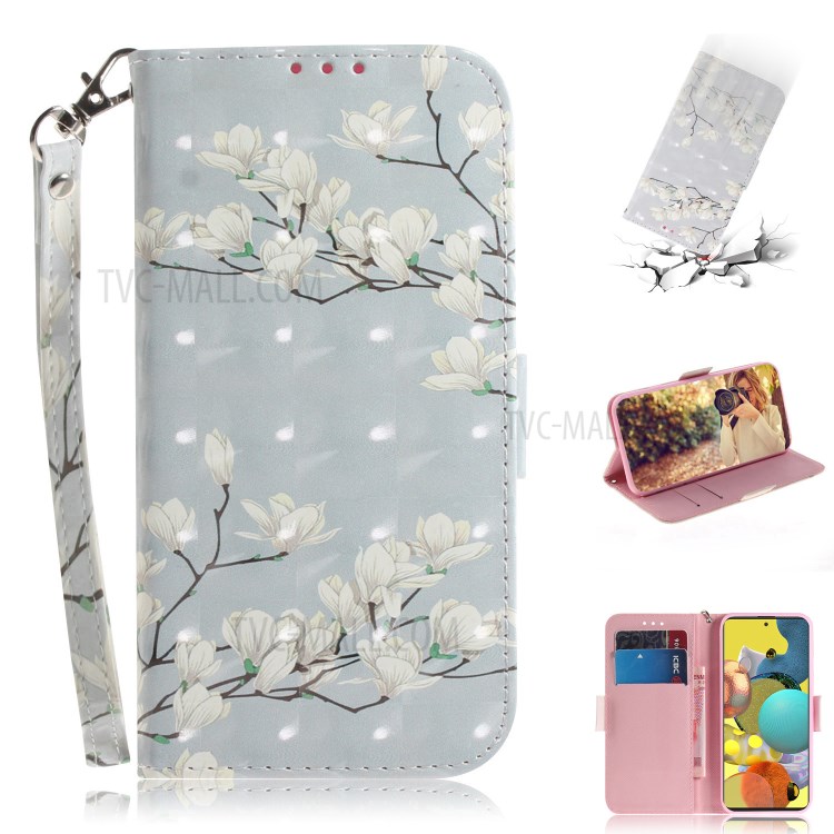 Light Spot Decor Pattern Printing Wallet Stylish Leather Cover Phone Case for Samsung Galaxy A51 5G SM-A516 - Beautiful Flower-1