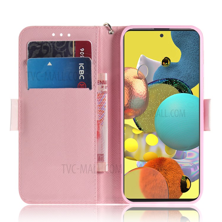 Light Spot Decor Pattern Printing Wallet Stylish Leather Cover Phone Case for Samsung Galaxy A51 5G SM-A516 - Beautiful Flower-7
