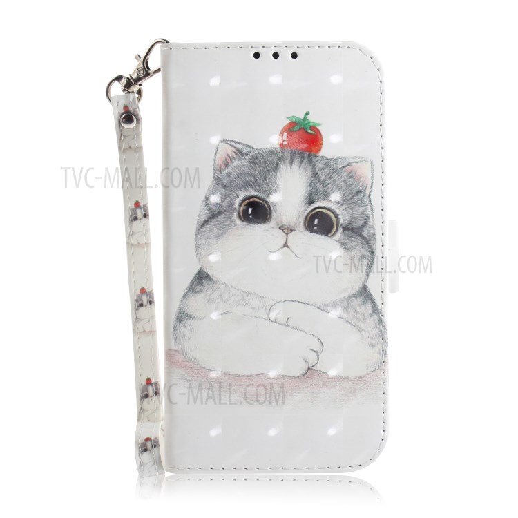 Light Spot Decor Pattern Printing Wallet Stand Leather Case with Strap for Samsung Galaxy A71 5G SM-A716 - Cute Cat-2