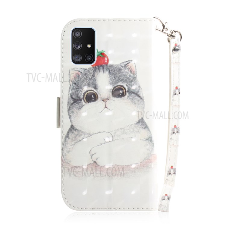 Lichtpunkt Dekormuster Druckenmappe Lederkasten Mit Bügel Für Samsung Galaxie A71 5G SM-A716 - Süße Katze-3