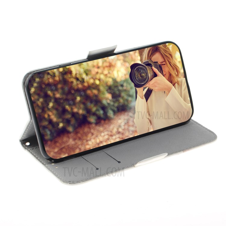 Light Spot Decor Pattern Printing Wallet Stand Leather Case with Strap for Samsung Galaxy A71 5G SM-A716 - Cute Cat-6