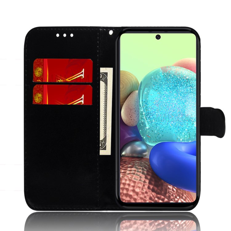 Flower Pattern Leather Wallet Stand Protection Cover for Samsung Galaxy A71 5G SM-A716 - Black-8