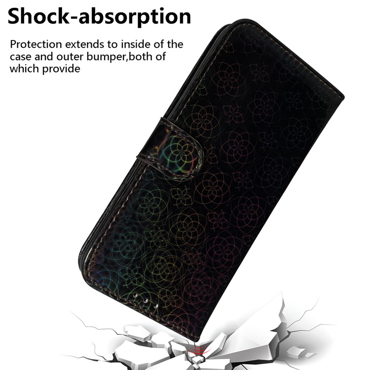 Case de Billetera de Soporte de Cuero de Patrón de Flores Para Samsung Galaxy A21s - Negro