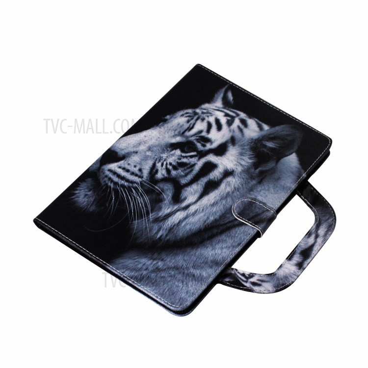 Caixa De Protecção De Mão Padrão Estilo Suporte De Impressão Carteira De Couro Comprimido Para Guia De Galáxias Samsung Um 8.4 (2020) - Tigre-4