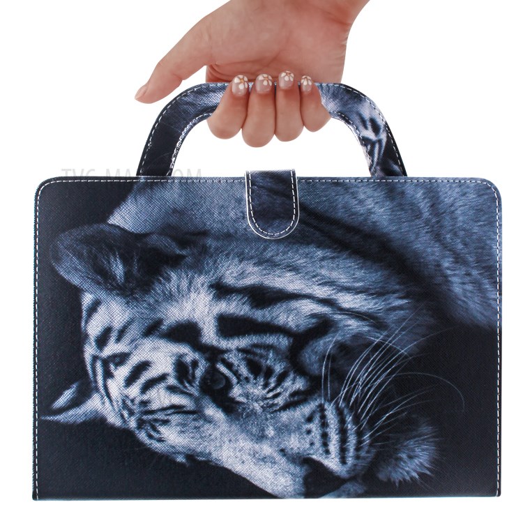 Handheld Style Pattern Printing Wallet Stand Leather Tablet Protective Case for Samsung Galaxy Tab A 8.4 (2020) - Tiger-8