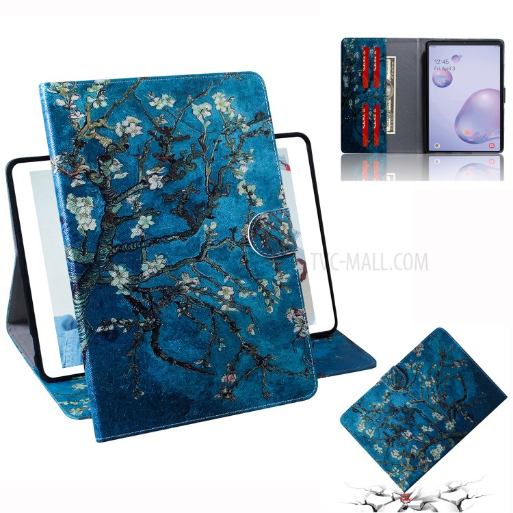 Escudo Padrão De Impressão Carteira De Couro Comprimido Para Guia De Galáxias Samsung Um 8.4 (2020) - Ramo De Flores-1