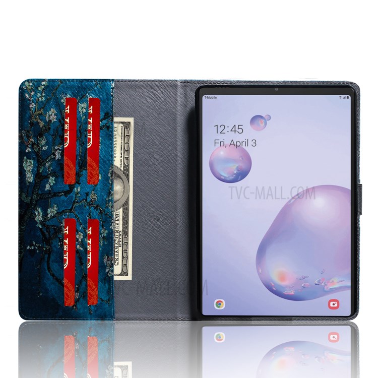 Escudo Padrão De Impressão Carteira De Couro Comprimido Para Guia De Galáxias Samsung Um 8.4 (2020) - Ramo De Flores-9