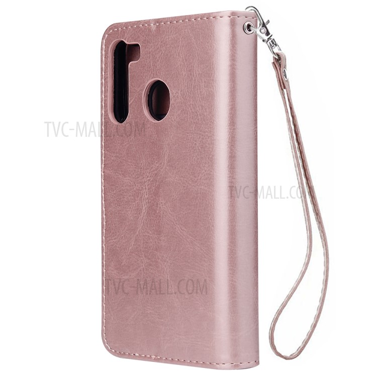 Shell Couro Cor Sólida Com Alça Para Samsung Galaxy A21 - Rosa Ouro-3