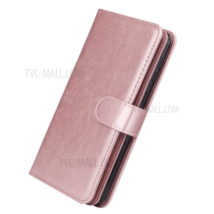 Solid Color Leather Shell with Strap for Samsung Galaxy A21 - Rose Gold-4