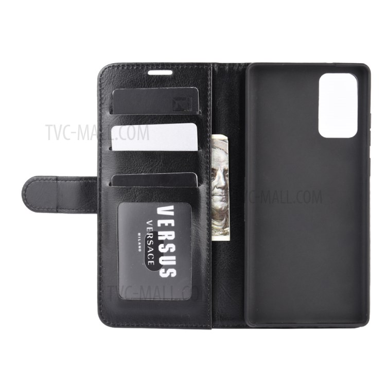 Crazy Horse Leather Protector Cover for Samsung Galaxy Note 20 - Black-8