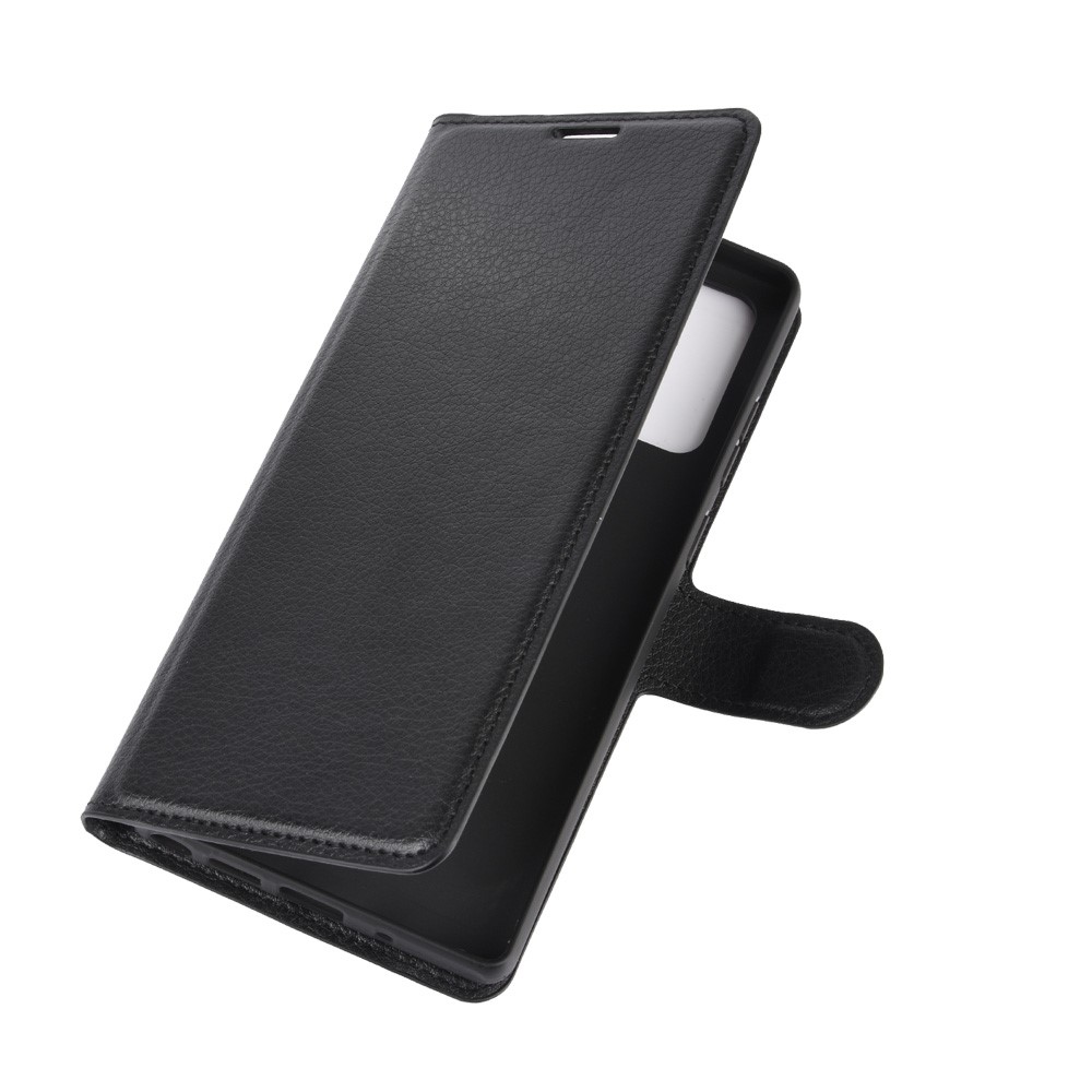 Litchi Skin with Wallet Leather Cover for Samsung Galaxy Note 20 - Black-2