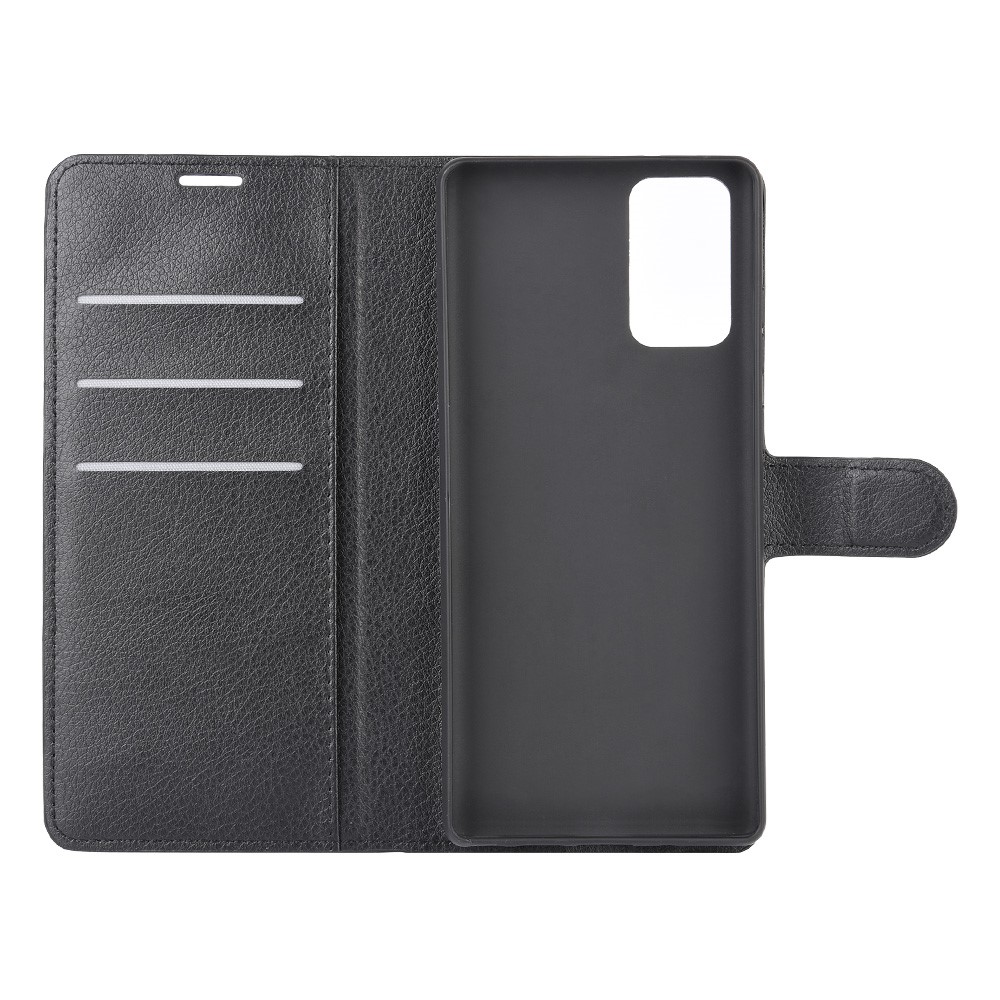 Litchi Skin with Wallet Leather Cover for Samsung Galaxy Note 20 - Black-3