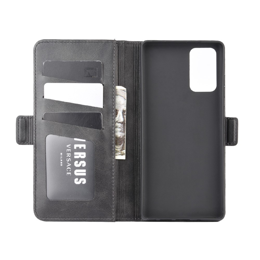Cas Stand Aimant De Porte-monnaie En Cuir D'adsorption Téléphone Pour Samsung Galaxy Note 20 - Noir-4