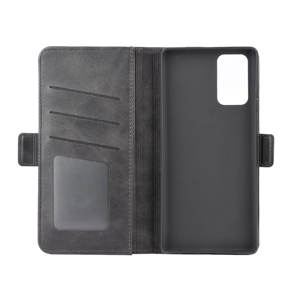 Cas Stand Aimant De Porte-monnaie En Cuir D'adsorption Téléphone Pour Samsung Galaxy Note 20 - Noir-5