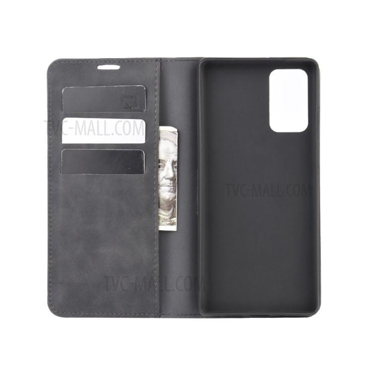 Seidige Griff Leder Stilvolle Abdeckung Für Samsung Galaxy Note 20 - Schwarz-2