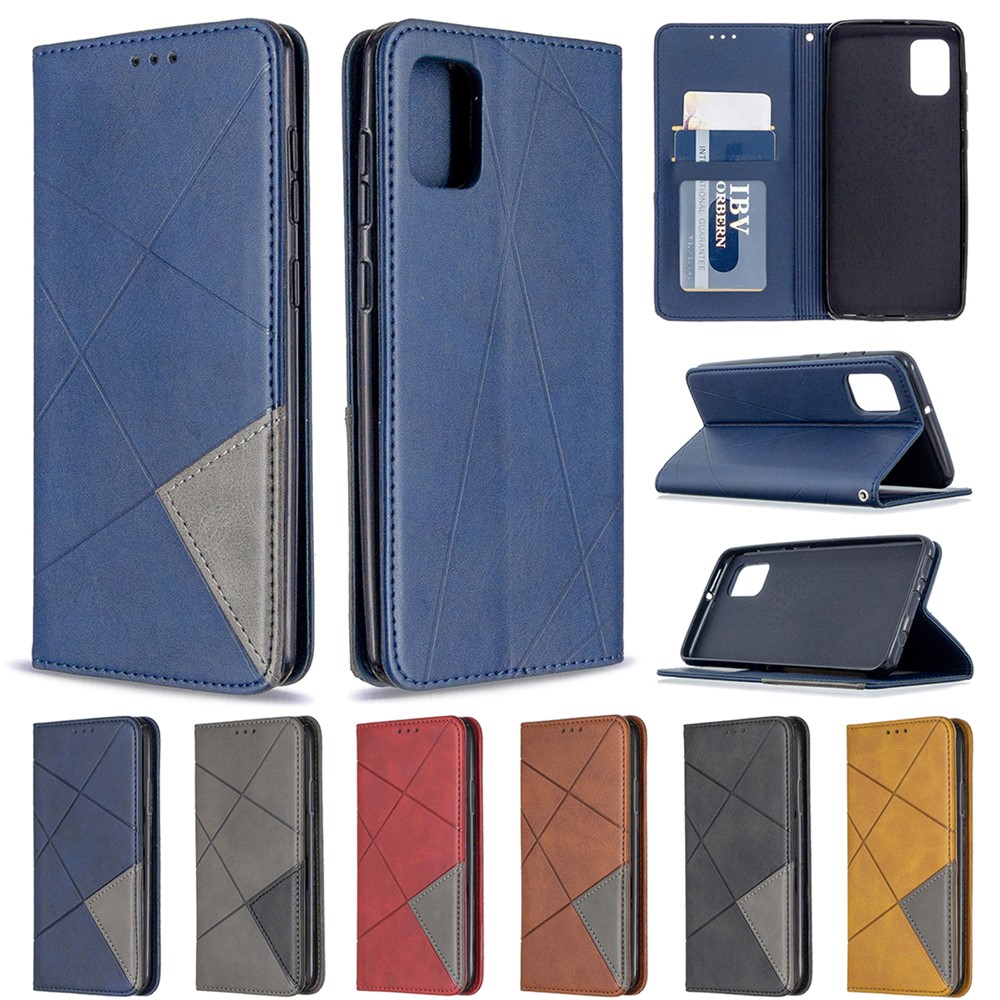 Modello Geometrico Cover In Pelle Assorbita Per Samsung Galaxy A31 - Nero