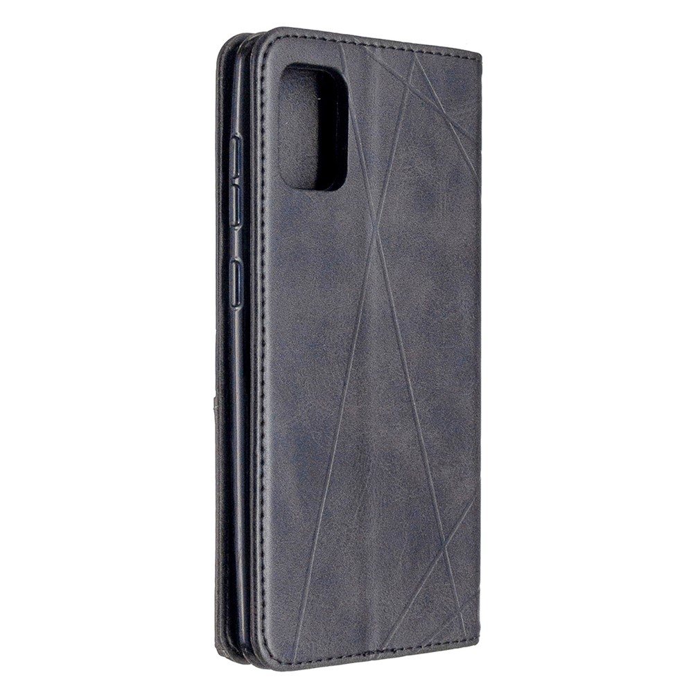 Modello Geometrico Cover In Pelle Assorbita Per Samsung Galaxy A31 - Nero