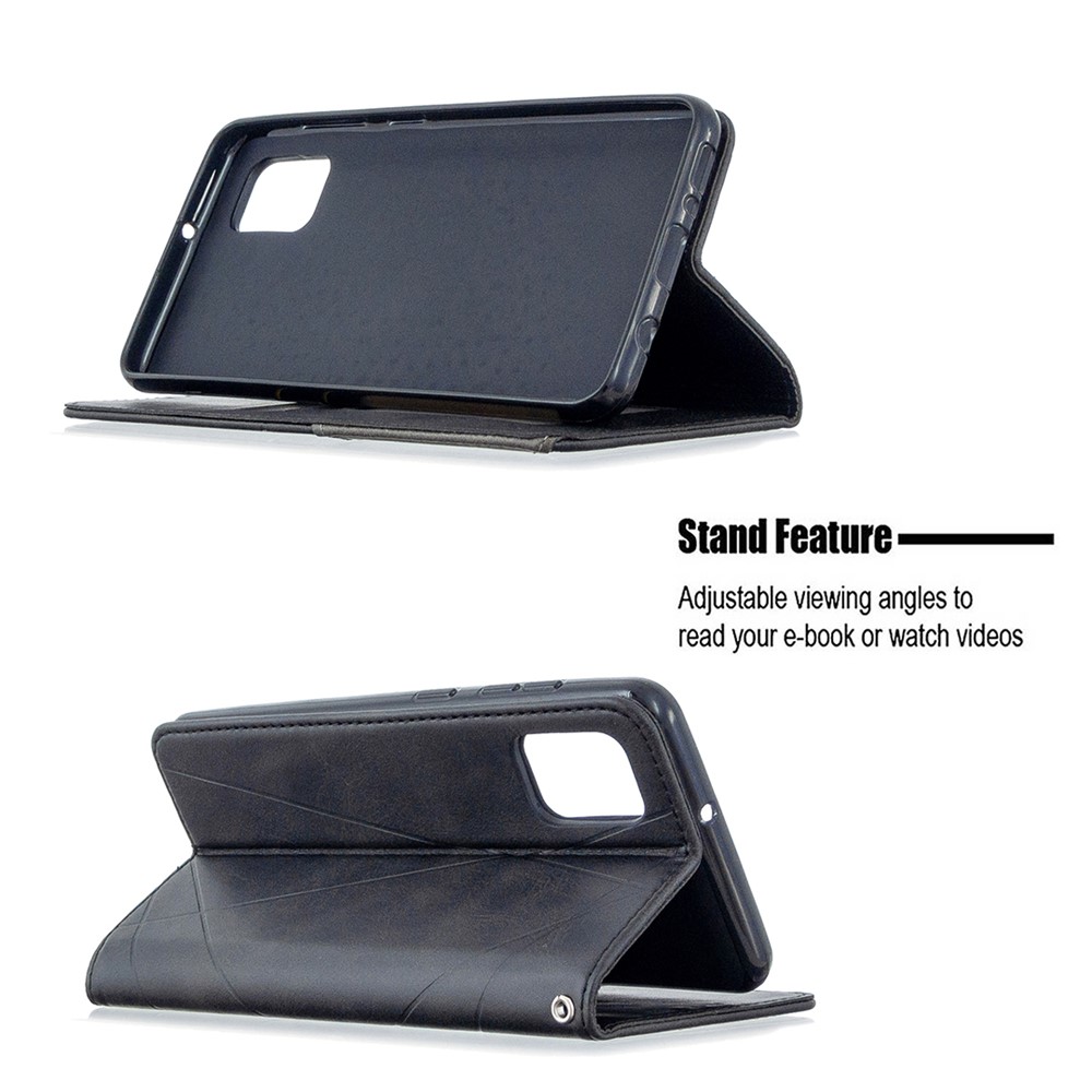 Geometrisches Muster Auto-absorbierten Lederabdeckung Für Samsung Galaxy A31 - Schwarz-5