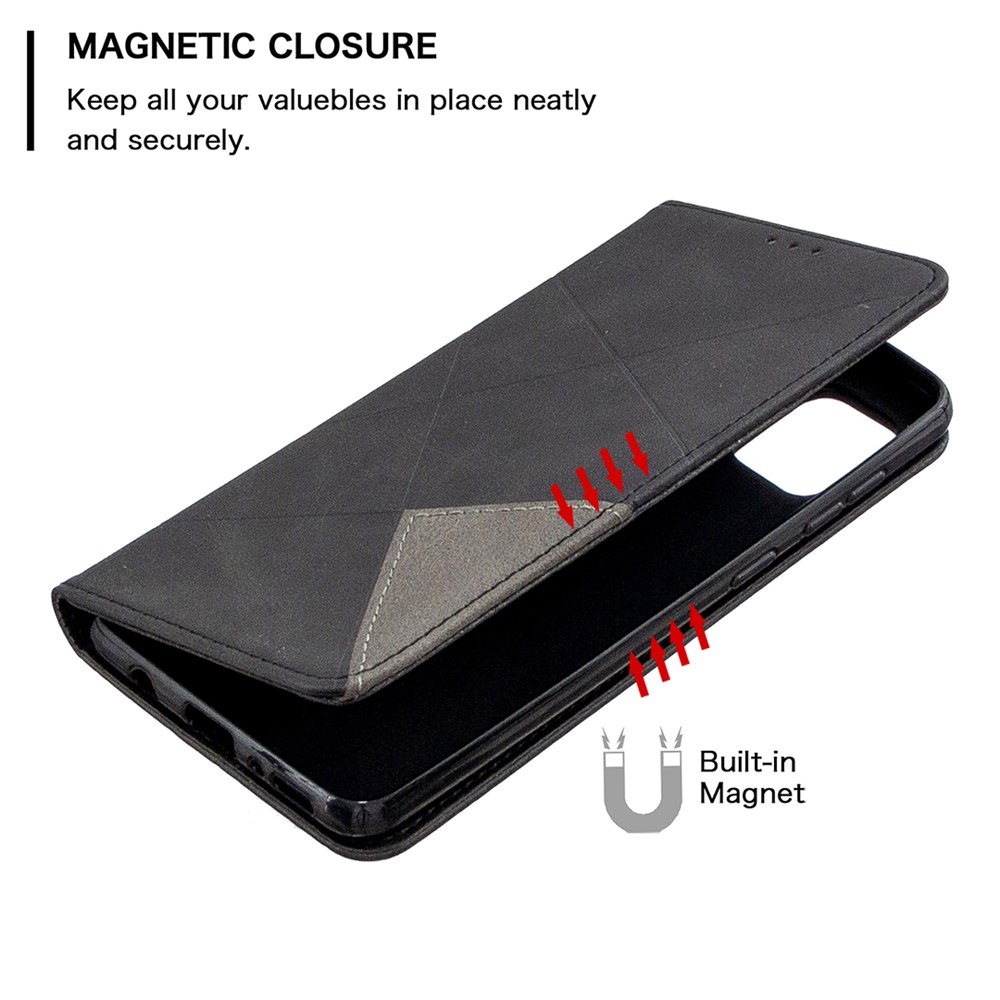 Geometrisches Muster Auto-absorbierten Lederabdeckung Für Samsung Galaxy A31 - Schwarz-6