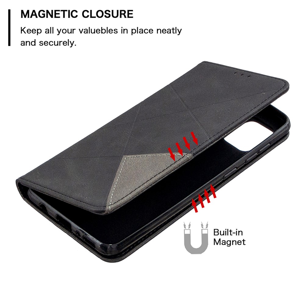 Geometrisches Muster Auto Absorbierte Lederabdeckung Für Samsung Galaxy A31 - Schwarz-6