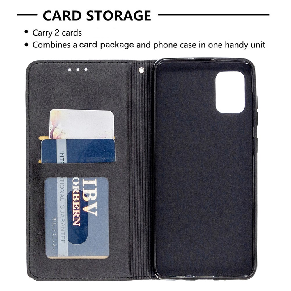 Geometrisches Muster Auto-absorbierten Lederabdeckung Für Samsung Galaxy A31 - Schwarz-7
