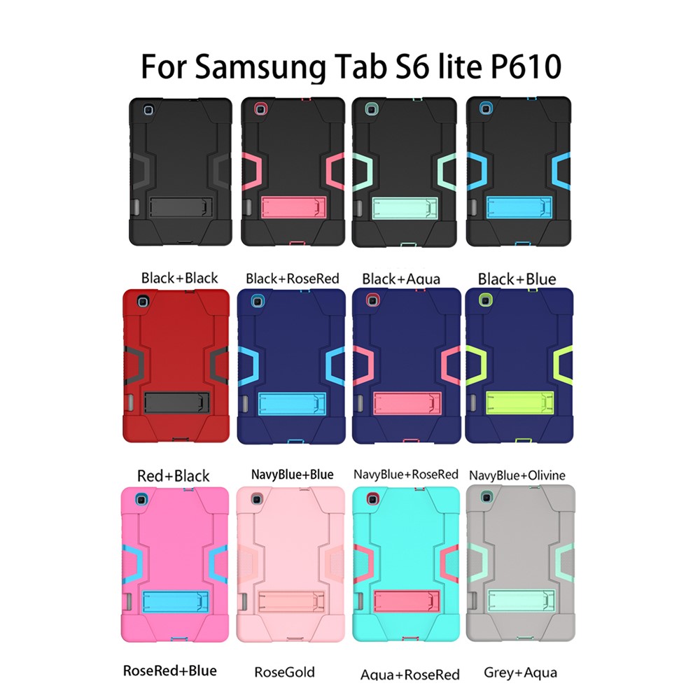 PC TPU Hybrid Tablet Case with Kickstand for Samsung Galaxy Tab S6 Lite - Black-8