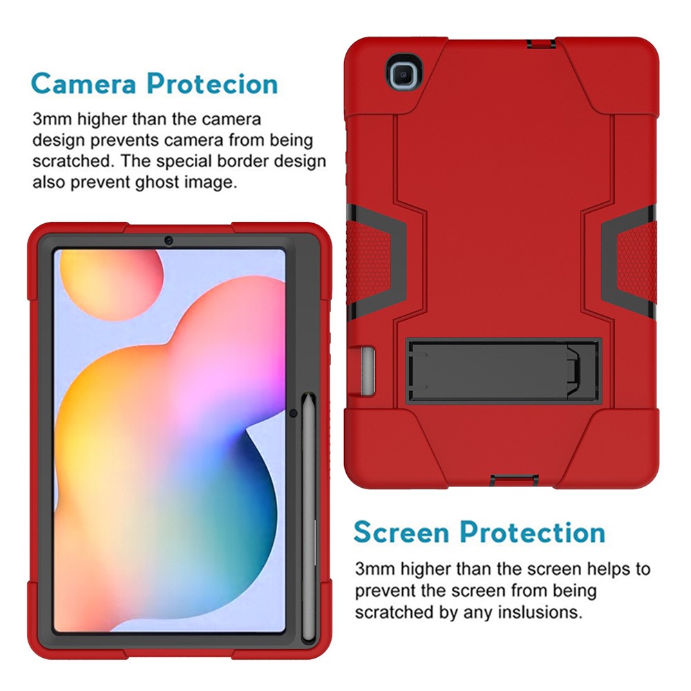 PC TPU Hybrid Tablet Case with Kickstand for Samsung Galaxy Tab S6 Lite - Red / Black-2