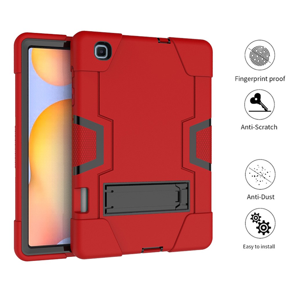 PC TPU Hybrid Tablet Case with Kickstand for Samsung Galaxy Tab S6 Lite - Red / Black-3