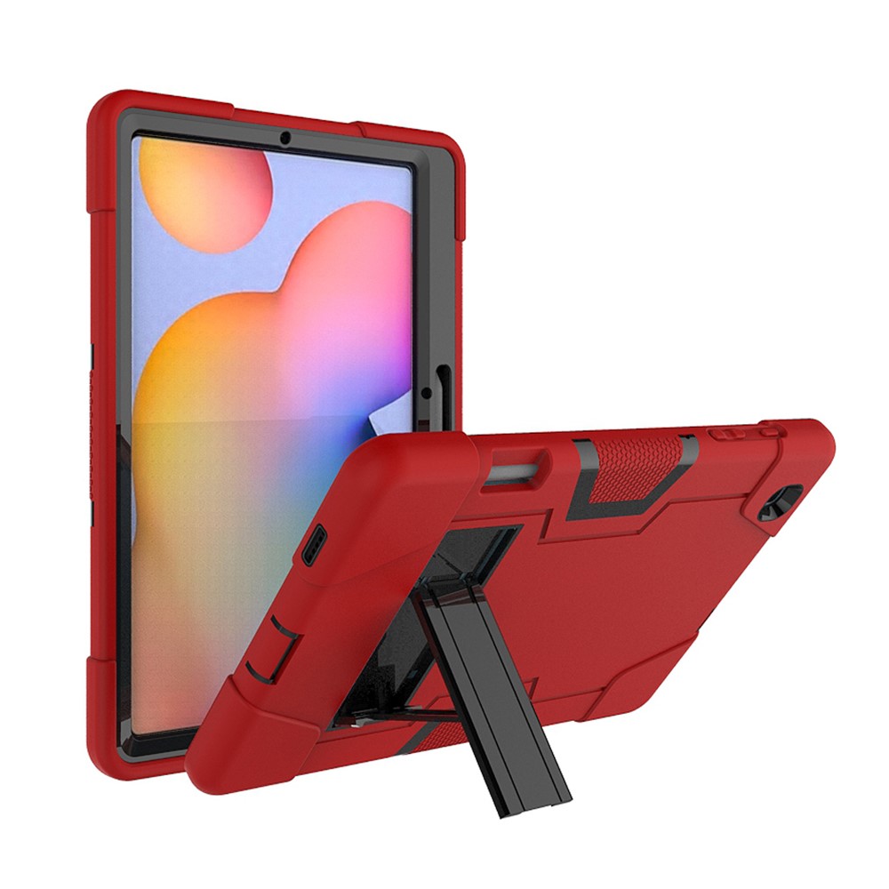 PC TPU Hybrid Tablet Case with Kickstand for Samsung Galaxy Tab S6 Lite - Red / Black-4