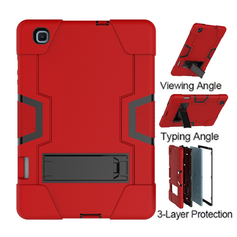 PC TPU Hybrid Tablet Case with Kickstand for Samsung Galaxy Tab S6 Lite - Red / Black-6