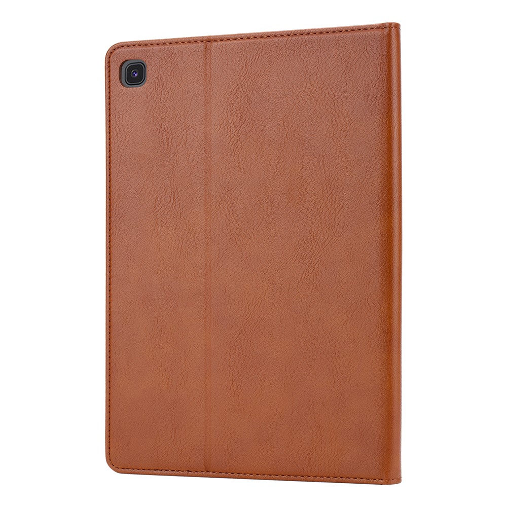 Caso PU Concha Couro Absorvida-automático Para Guia De Galáxias Samsung S6 Lite / P610 / P615 - Castanho-3