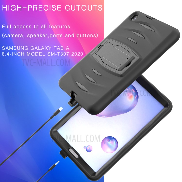 Impacto Robusta Capa Resistente Estribo Lateral PC + Pastilha De Silicone Para Guia De Galáxias Samsung Um 8.4 (2020) T307 - Preto-13