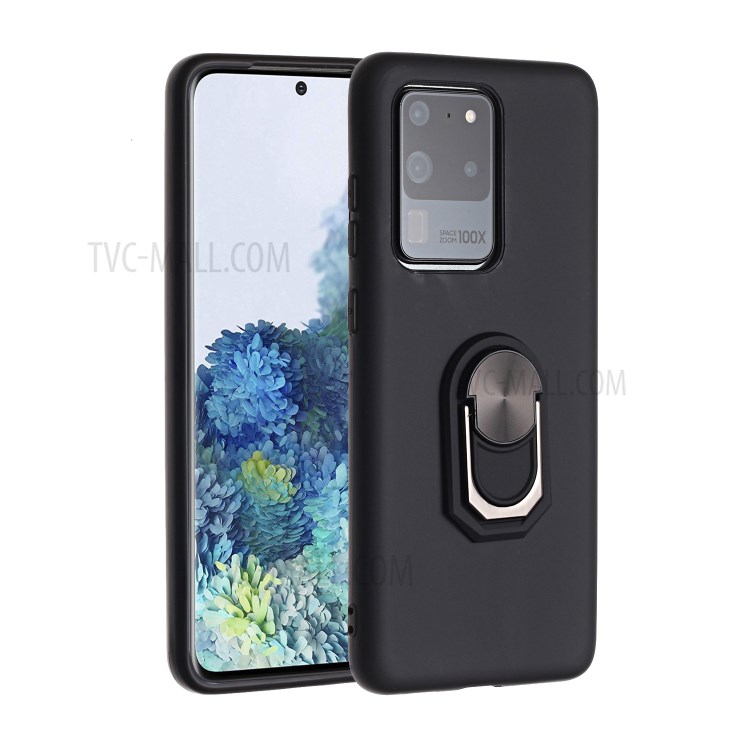 Kickstand Soft Phone Cover Case for Samsung Galaxy S20 Ultra - Black-1