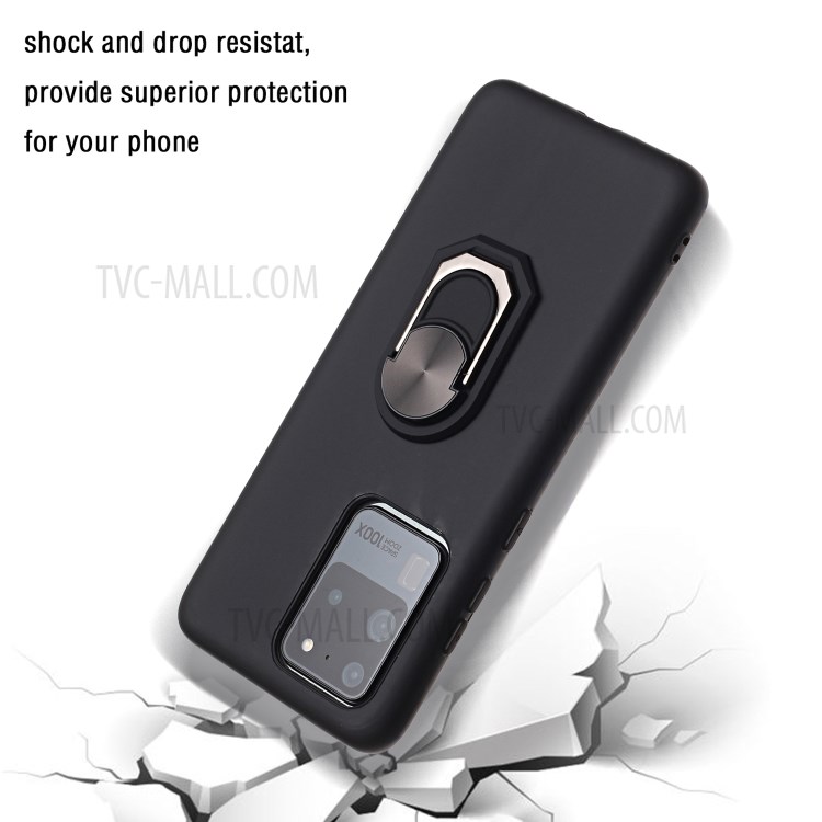 Kickstand Soft Phone Cover Case for Samsung Galaxy S20 Ultra - Black-3