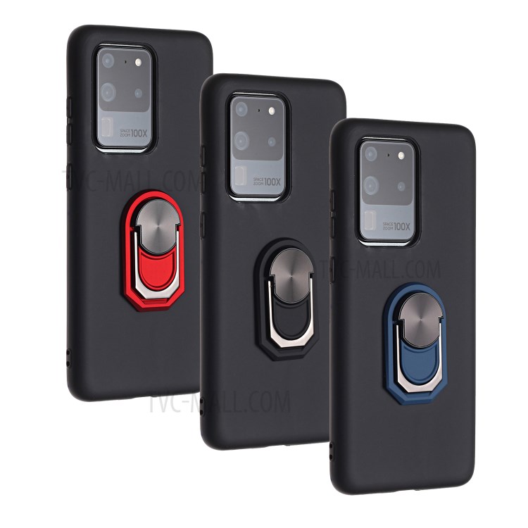 Kickstand Soft Phone Cover Case for Samsung Galaxy S20 Ultra - Black-7