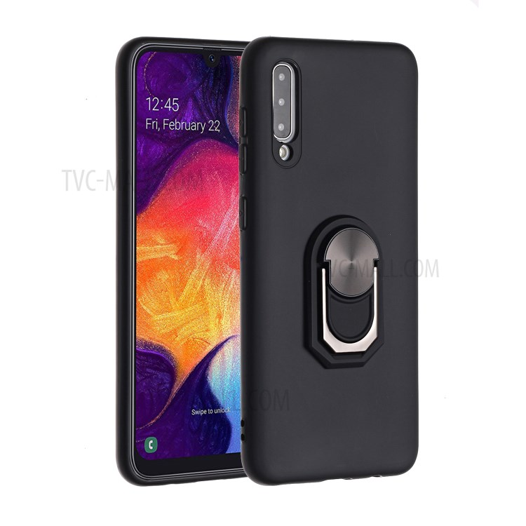 Kickstand Soft Phone Case Protective Cover for Samsung Galaxy A70 - Black-1