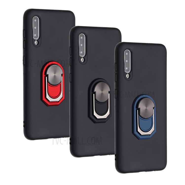 Kickstand Soft Phone Case Protective Cover for Samsung Galaxy A70 - Black-7