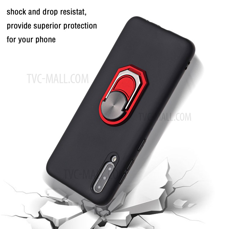 Kickstand Soft Phone Case Protective Cover for Samsung Galaxy A70 - Black / Red-3