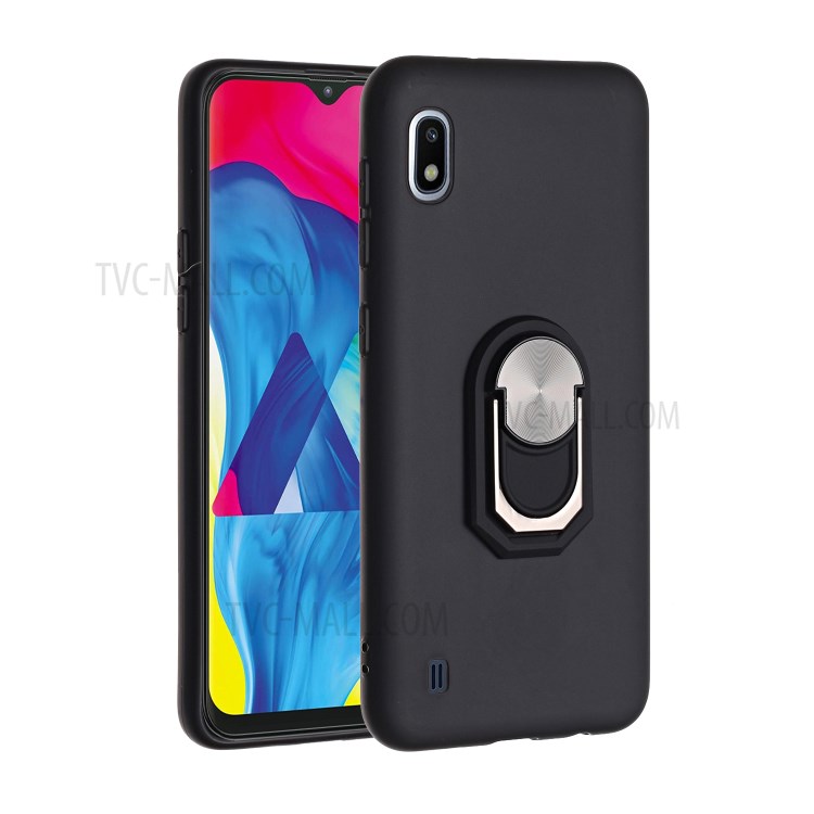 Kickstand Soft Phone Cover with Magnetic Holder Sheet for Samsung Galaxy A10 - Black-1