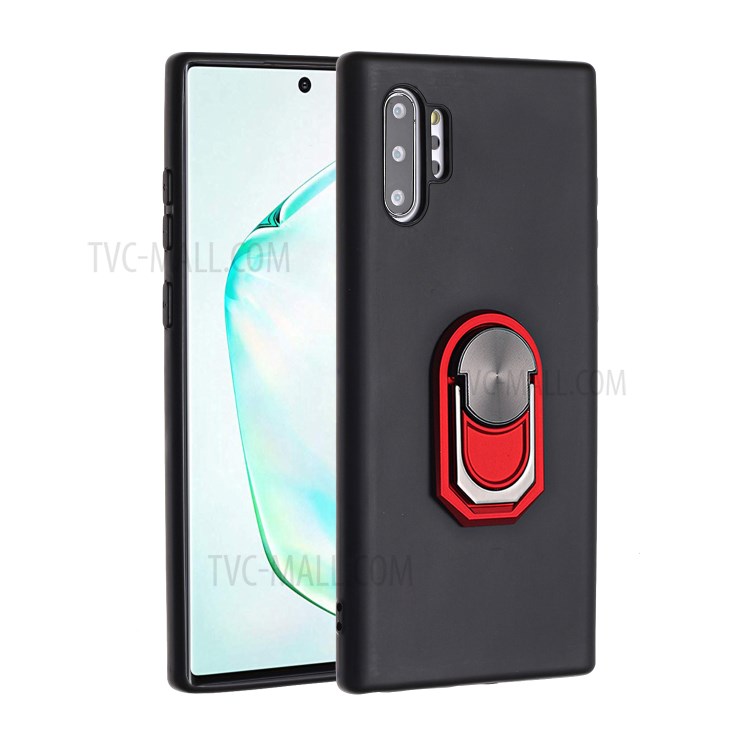 Black Armor Series Kickstand Silicone Case Shell for Samsung Galaxy Note 10 Plus 5G/Note 10 Plus - Black / Red-1